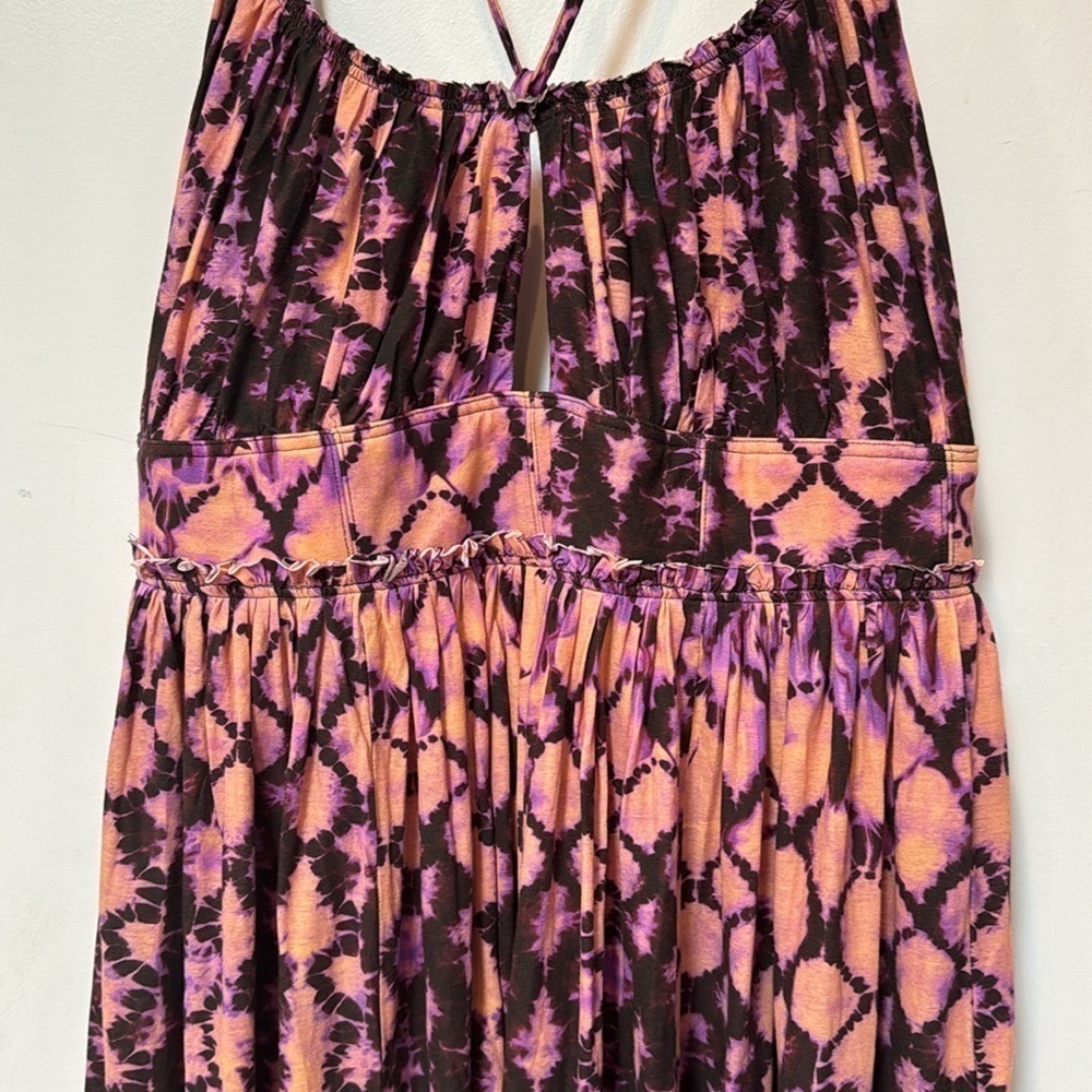 Ulla Johnson Freya Halter Midi Dress Purple Boho Tie-Dye Wisteria Print - Picture 7 of 11